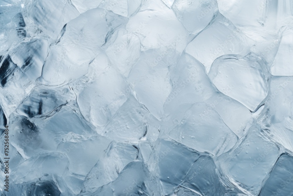 Poster close up of a bunch of ice cubes, perfect for refreshing beverage concepts