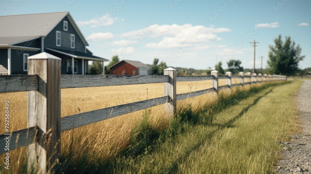 Aufkleber A simple image of a fence next to a field of grass. Suitable for various outdoor concepts
