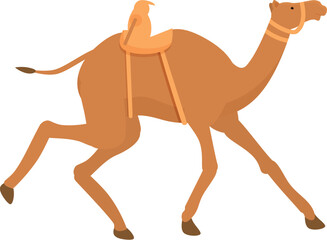 Camel run on track icon cartoon vector. Farming sport. Run dubai festival