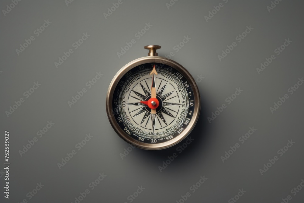 Poster Close up of a compass on a wall, suitable for travel and navigation concepts