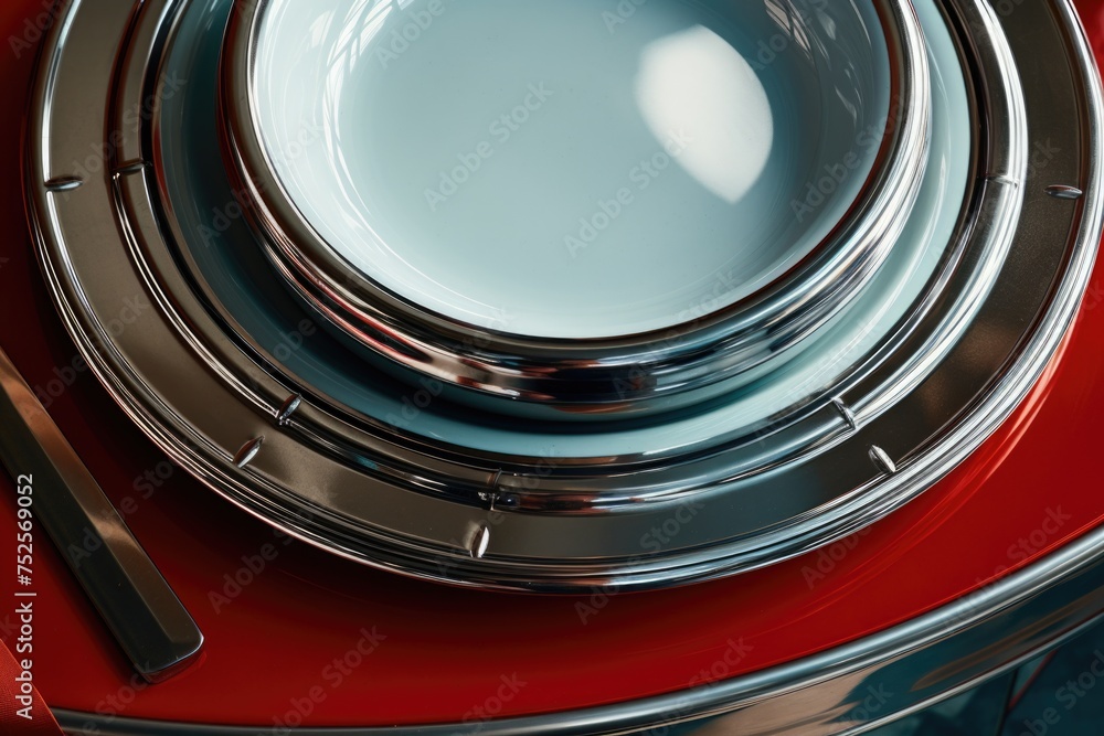 Poster Close up of a plate on a table, suitable for food and dining concepts