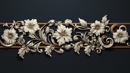 Elegant wall decoration with white flowers and leaves. Perfect for interior design projects