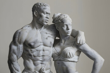 Contemporary Marble Statue of a Man and Woman