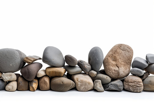AI generated rock border on white background.