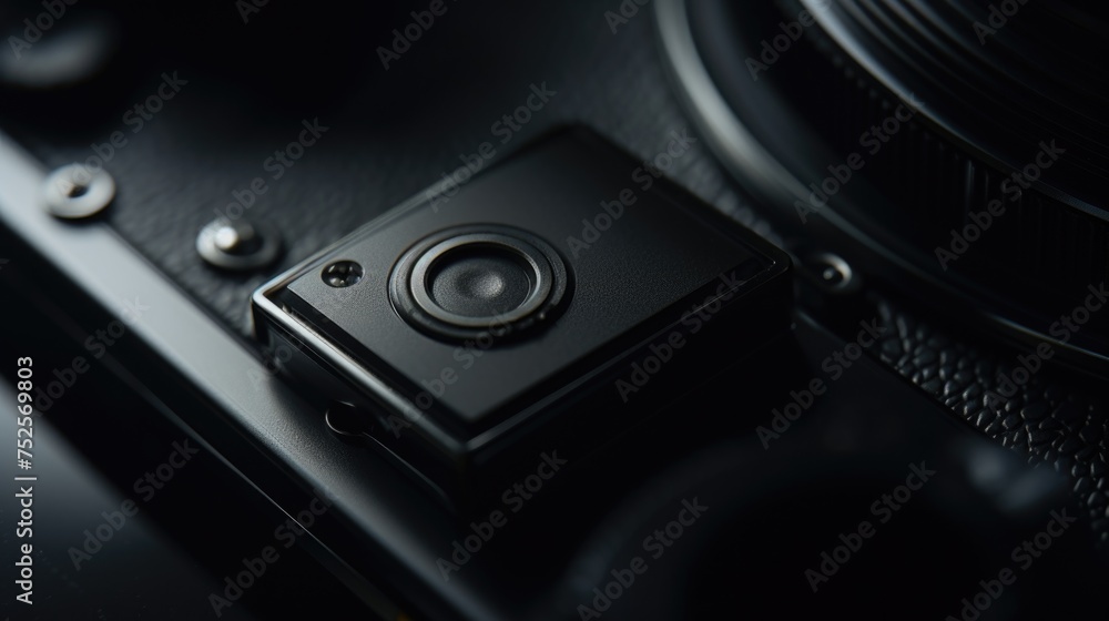 Poster Close up shot of a camera on a table, suitable for technology or photography concepts