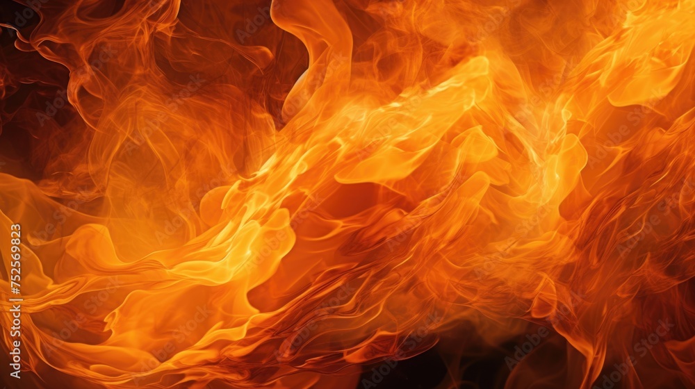 Aufkleber Intense fire with dark backdrop, suitable for concepts of danger or warmth