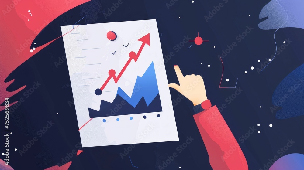 Poster analyzing financial growth on digital display. generative ai