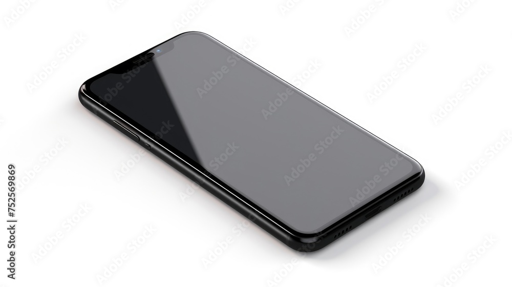 Poster close up of a cell phone on a white surface. suitable for technology concept