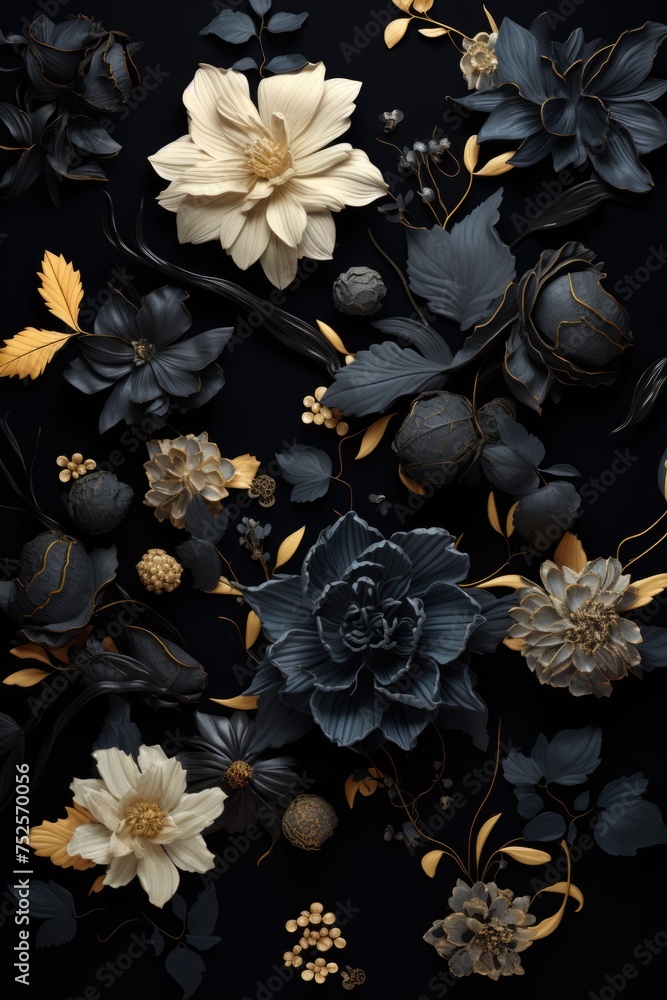 Poster vibrant flowers displayed on a dark background, perfect for various design projects