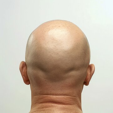 Human Bald Head from Behind on a White Background. Generative ai