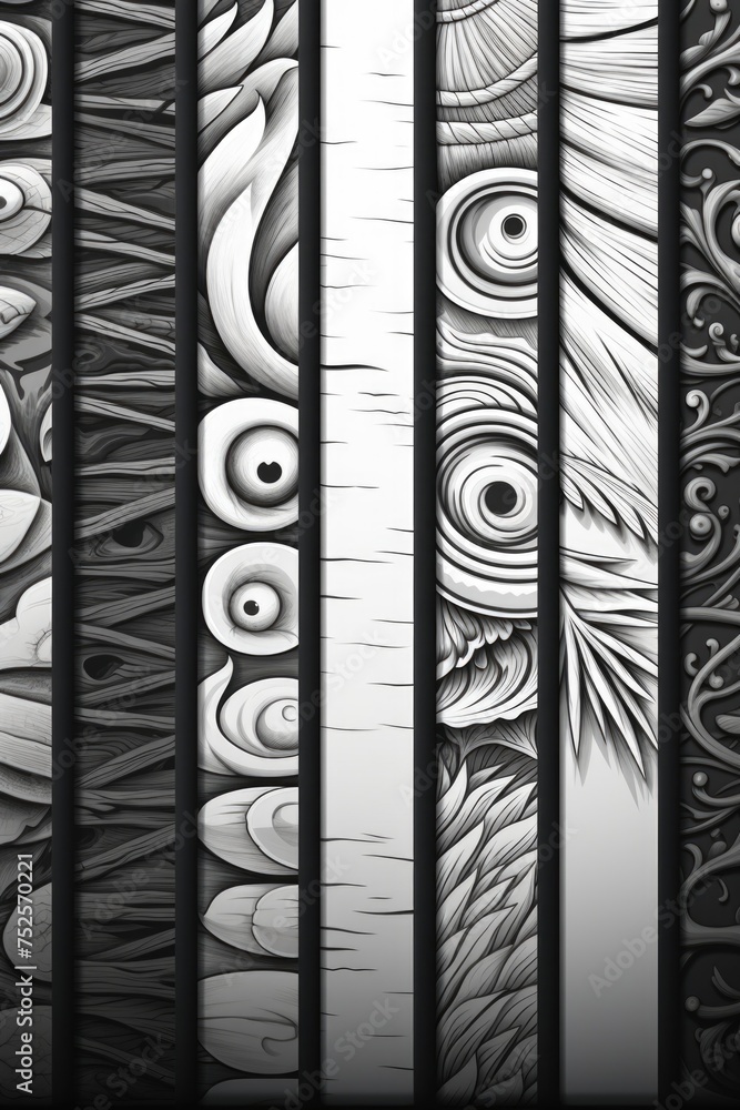 Poster Collection of black and white pattern images. Suitable for various design projects