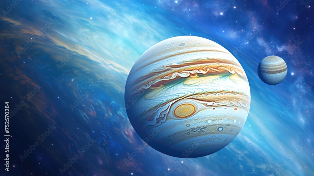 Aufkleber A stunning image of a planet with two moons in the background. Perfect for science fiction or space exploration concepts