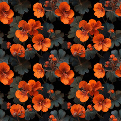 orange flowers on black background