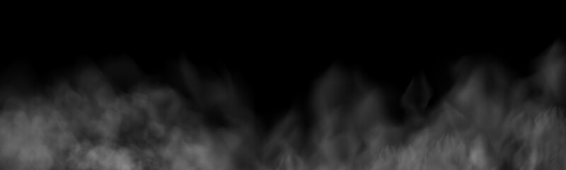 Fog or smoke, white smog clouds on floor, isolated transparent special effect. Vector illustration, morning fog over land or water surface, magic haze.	