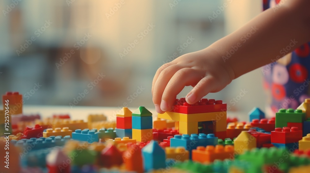 Poster child playing with colorful, suitable for educational and creativity concepts