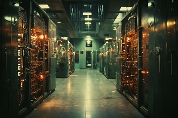 industrial data center, retro analog devices for industry and scientific research and measurements,...