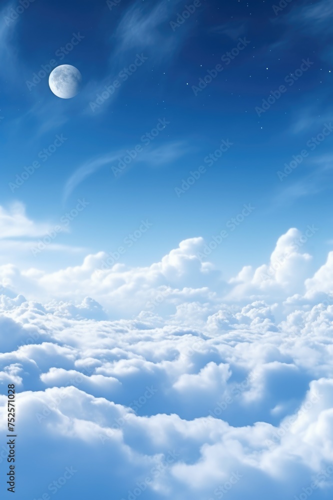 Aufkleber A serene view of the sky with clouds and the moon. Perfect for backgrounds and nature themes