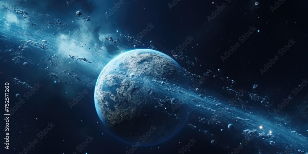 Poster A mesmerizing view of planets and stars in outer space. Ideal for sci-fi or astronomy projects