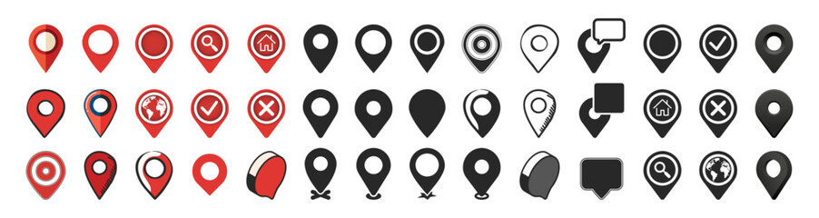 Set of Location pin icons. Modern map markers. Location mark icons. Pin vector icons, isolated