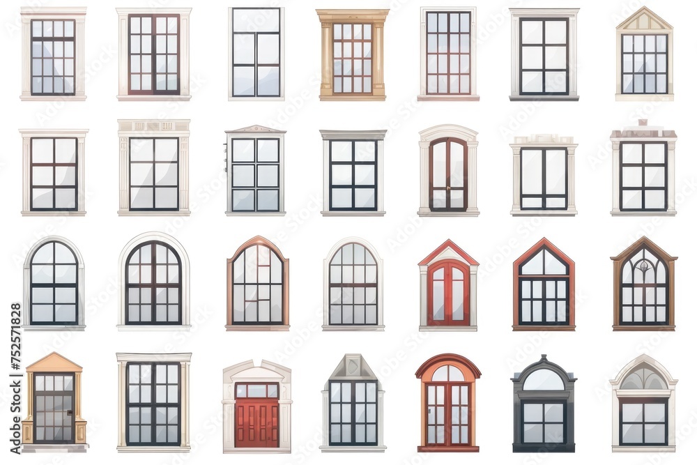 Poster collection of different window designs, perfect for architectural projects