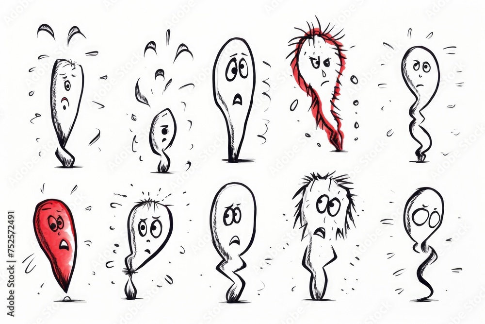Poster collection of cartoon faces showing different emotions, ideal for various design projects
