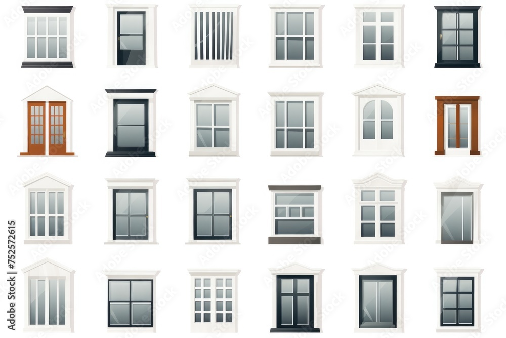 Poster collection of different window styles, suitable for architectural designs