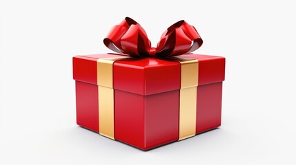 Obraz premium A festive red and gold gift box with a bow, perfect for holiday celebrations
