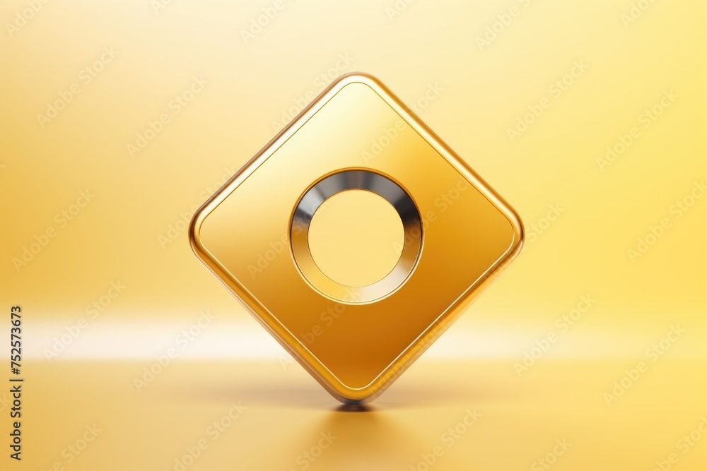Poster a shiny gold square with a hole in the center. suitable for abstract backgrounds
