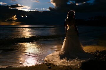 Nighttime wedding on the sand