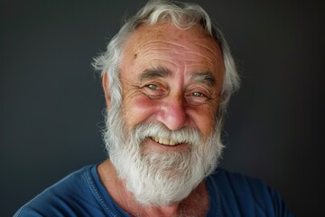 Portrait of elderly man with smile beard and mustache