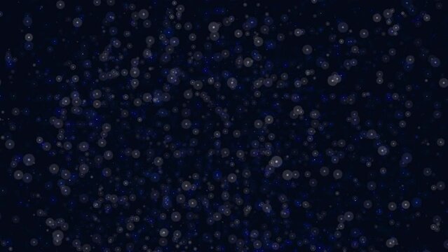 A computer-generated image of a dark blue background with scattered white dots. The image has a digital and abstract vibe