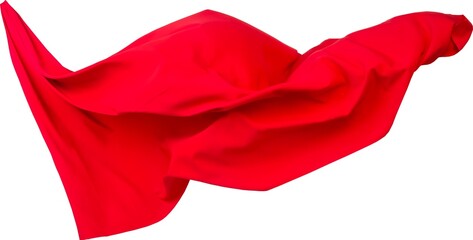 3D rendering of a red fabric draped elegantly on white surface.