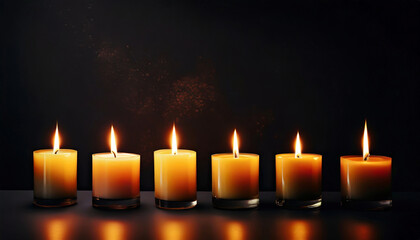 Burning candles lights, beautiful romantic or holiday interior arrangement