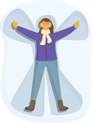 Icy snow angel icon cartoon vector. Winter time holiday. Outside fun person