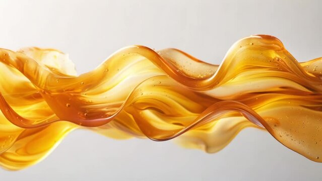 Abstract wave of golden caramel with smooth, fluid motion and glossy highlights.