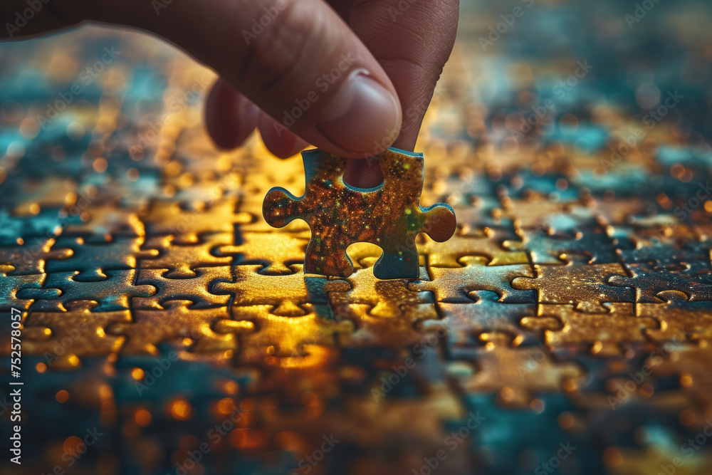 Poster an individual completing a challenging puzzle, symbolizing problem-solving skills and personal achie