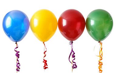 Captivating Ribbons Grace Colorful Holi Balloons Isolated on Transparent Background PNG.