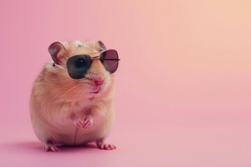 Stylish Sunglasses: Hamster Edition, AI Generative
