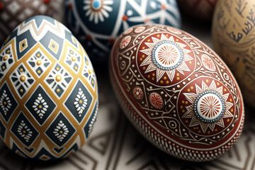 Decorative easter eggs with ornament. - 752579885