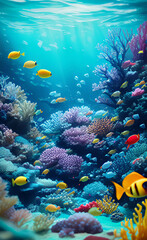Fototapeta na wymiar Colorful Sea Life Animals