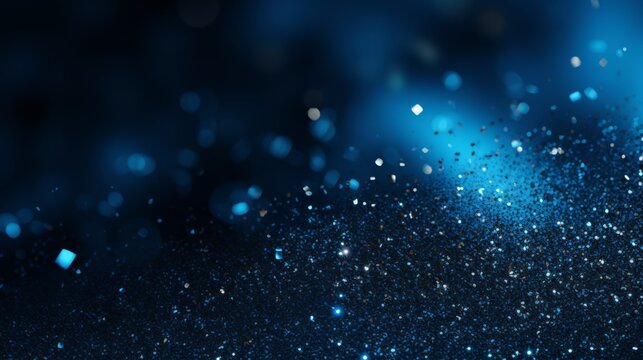 This image is perfect for a festive background or holiday card. The dark blue background is elegant and sophisticated, while the blue glitter sparkles add a touch of fun and whimsy.