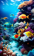 Naklejka na ściany i meble Colorful Sea Life Animals