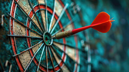 red dart hitting the center of bulls eye