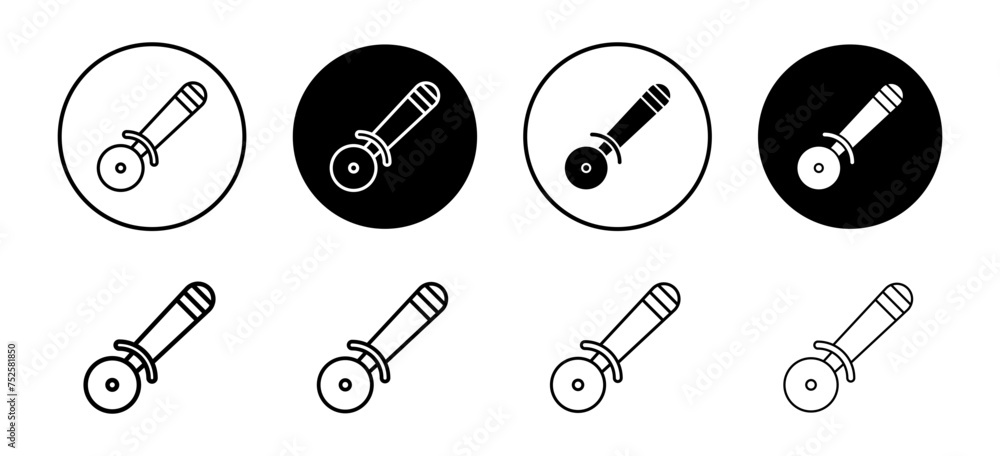 Poster slicer pizza vector icon set collection. slicer pizza outline flat icon.