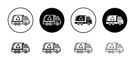 Obraz premium Garbage truck vector icon set collection. Garbage truck Outline flat Icon.
