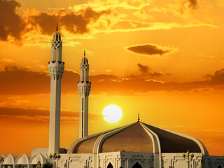 Hassan En Any Mosque at night in Jeddah. Islamic architecture. Saudi arabia