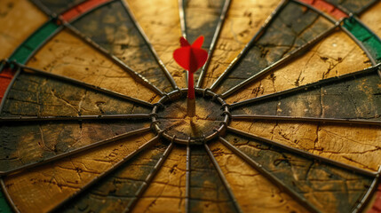 red dart hitting the center of bulls eye
