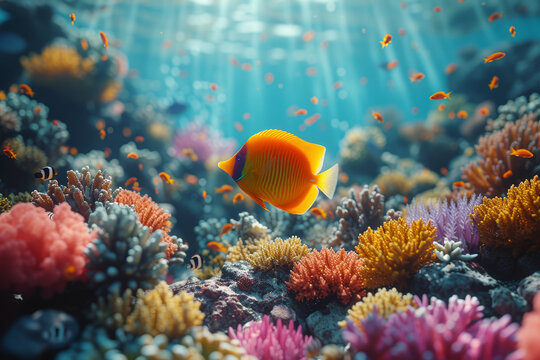 An underwater ecosystem teeming with vibrant marine life, emphasizing the beauty and importance of marine biodiversity. Generative Ai.