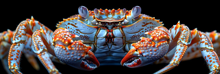 the blue dragon,
 crab isolated on black background Close up 