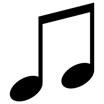 Transparent monochrome PNG of two quaver notes joined by a beam as used in sheet music to represent the notes in a song